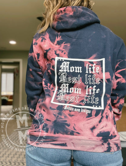 Mom life Best life bleached out hoodie