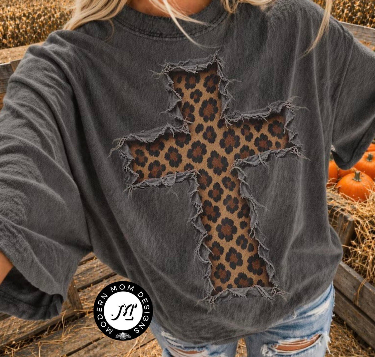 Leopard cross (tee shirt, crewneck or hoodie)