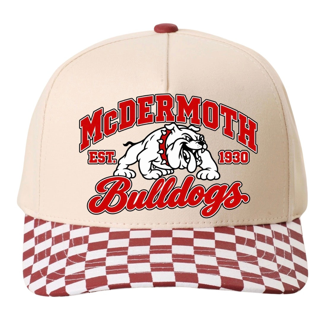 McDermoth Bulldogs  checkered hat (screen print)