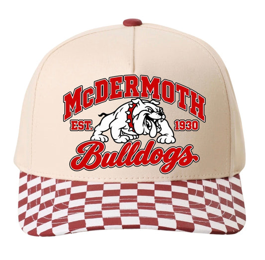 McDermoth Bulldogs  checkered hat (screen print)