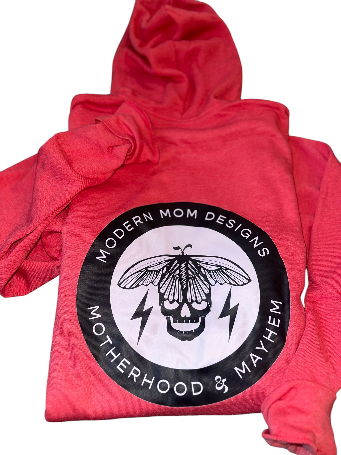 Motherhood & Mayhem re-brand zip up Heather red