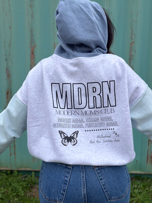 MDRN blue boxy cropped hoodie