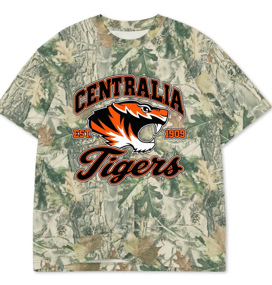 Centralia Tigers boxy premium wood camo tee (youth XS-Adult 3XL)