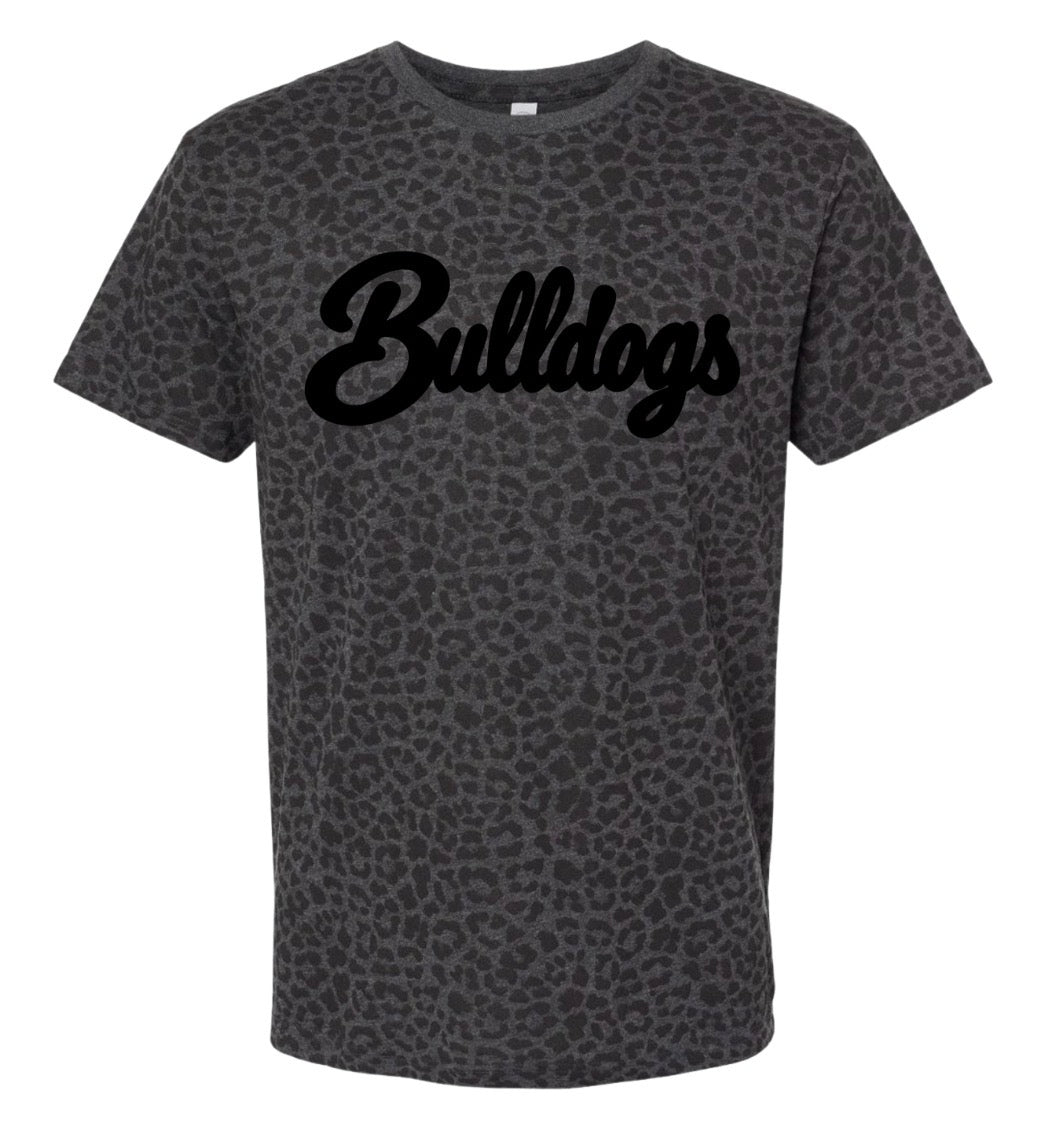 BULLDOGS black leopard tee (youth XS-Adult 3XL)