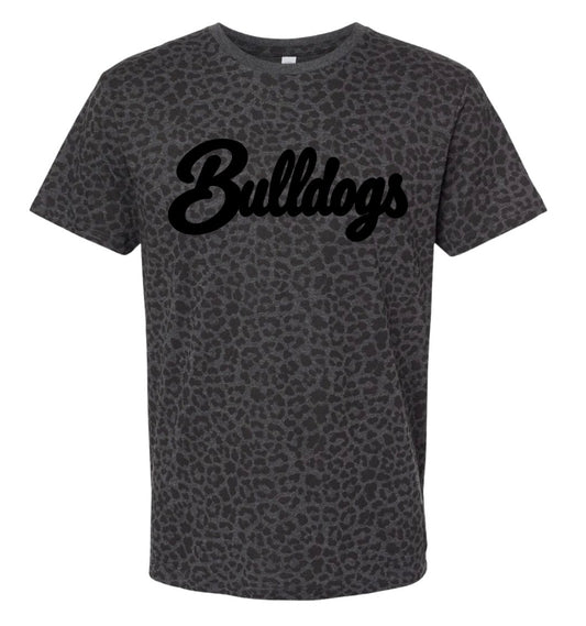 BULLDOGS black leopard tee (youth XS-Adult 3XL)