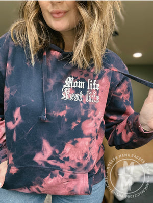 Mom life Best life bleached out hoodie