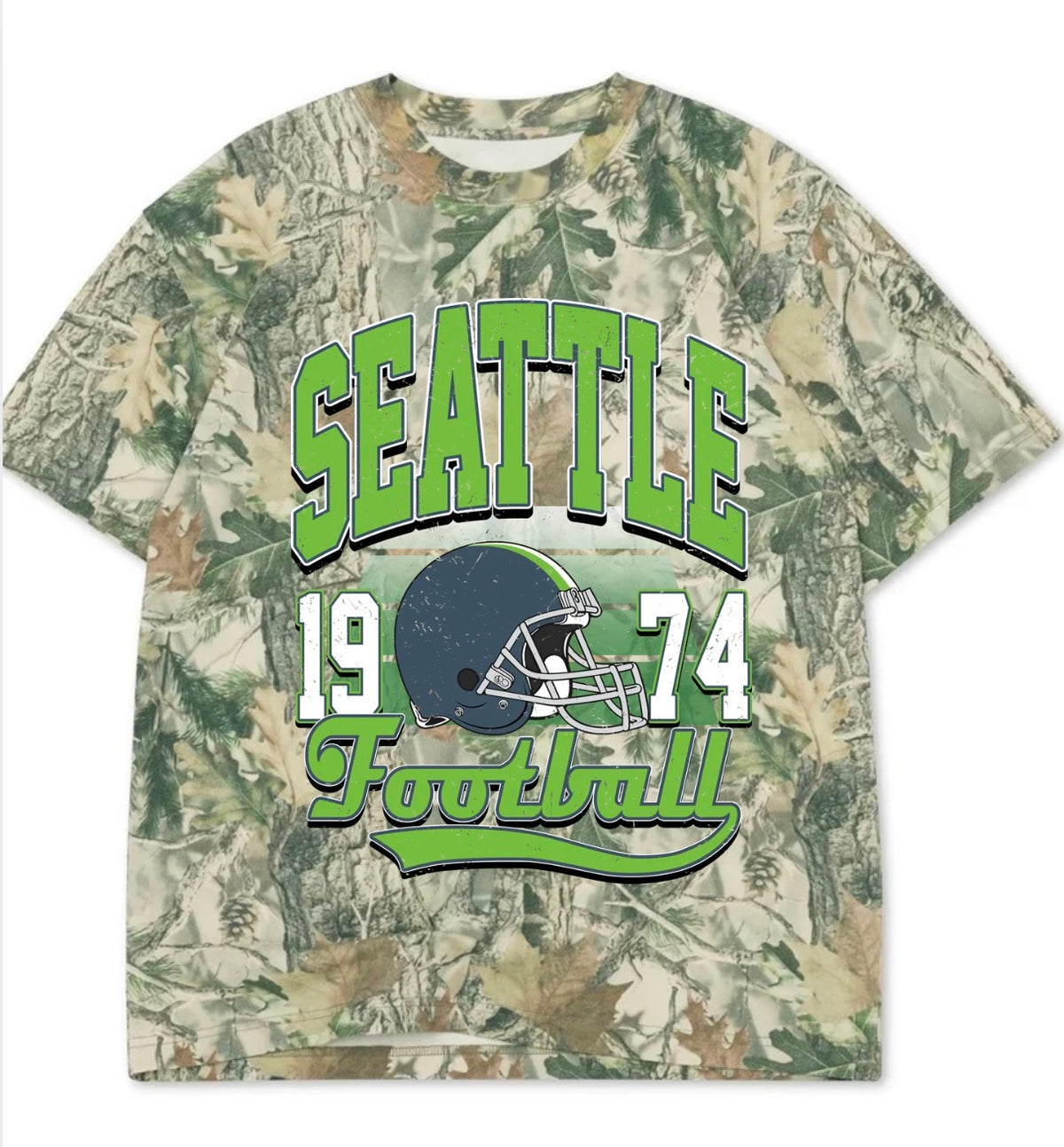 Seattle vintage Boxy premium wood camo tee (youth XS-Adult 3XL)