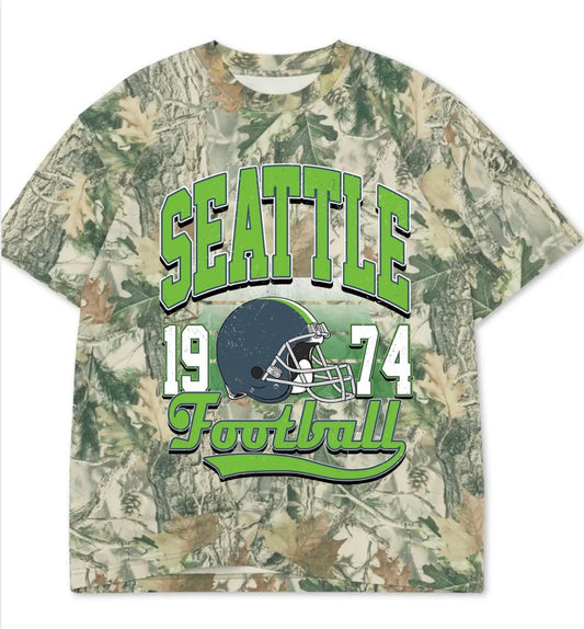 Seattle vintage Boxy premium wood camo tee (youth XS-Adult 3XL)