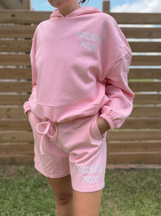Modern mom pink jogger shorts