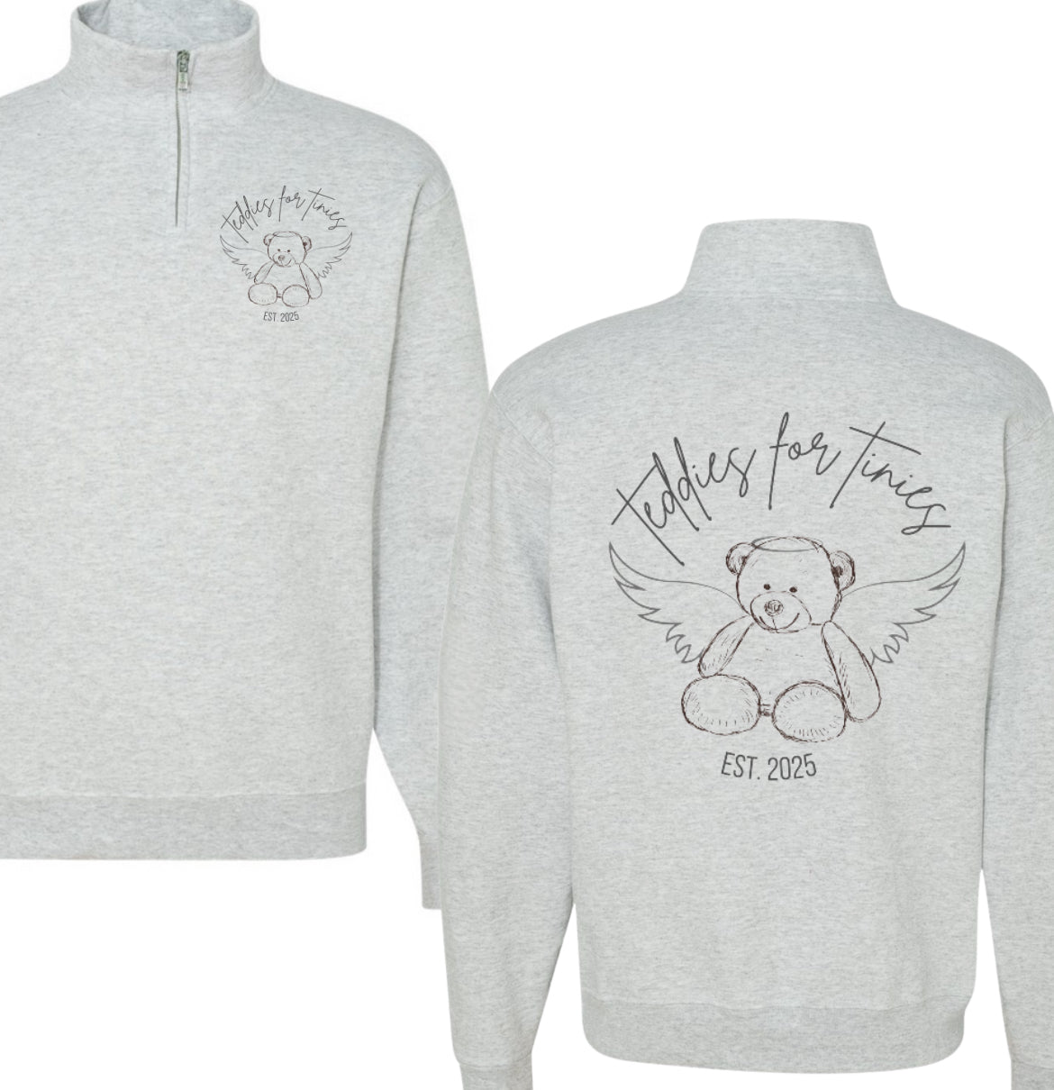 Teddies for tinies custom quarter zip-double sided (please see color options)