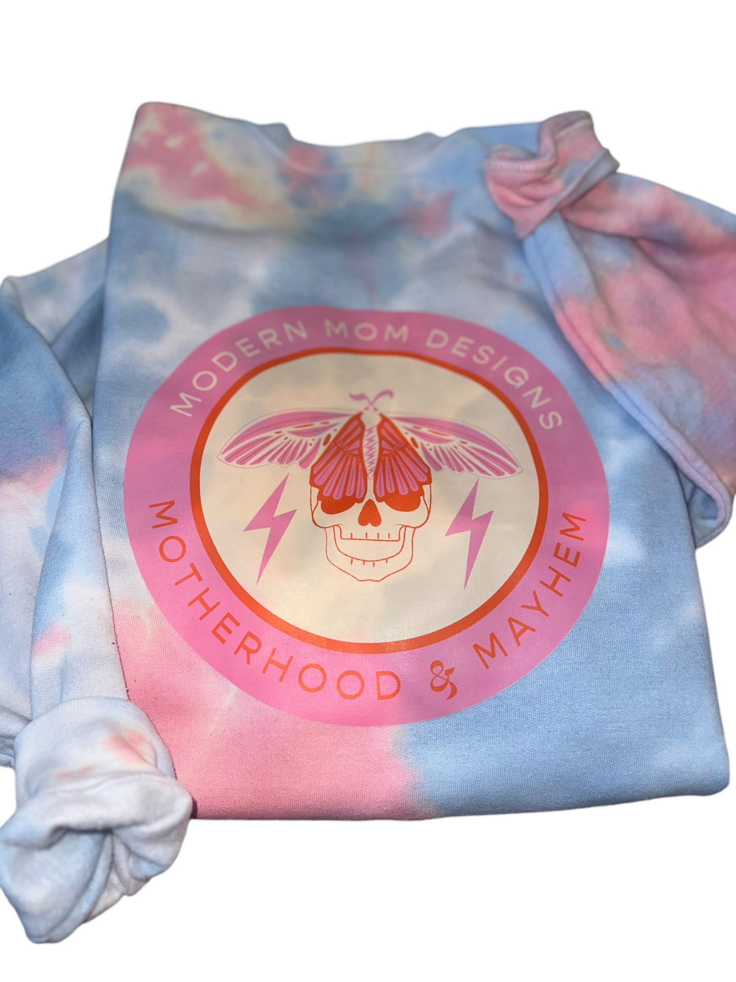 Cotton candy tie dye motherhood & mayhem crewneck