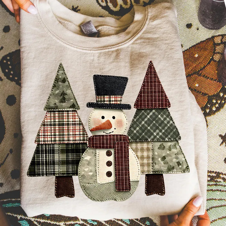 Quilt snowman (tee, crewneck or hoodie )
