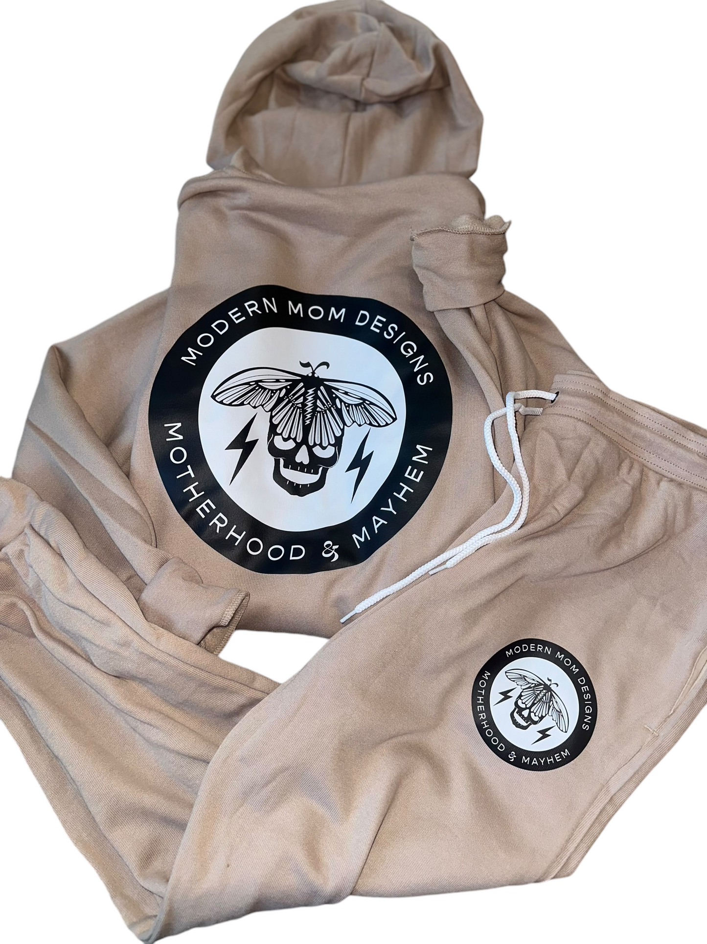 Motherhood & Mayhem re-brand zip up Tan