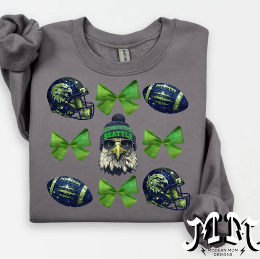 Football bow collage  (tee, crewneck or hoodie)