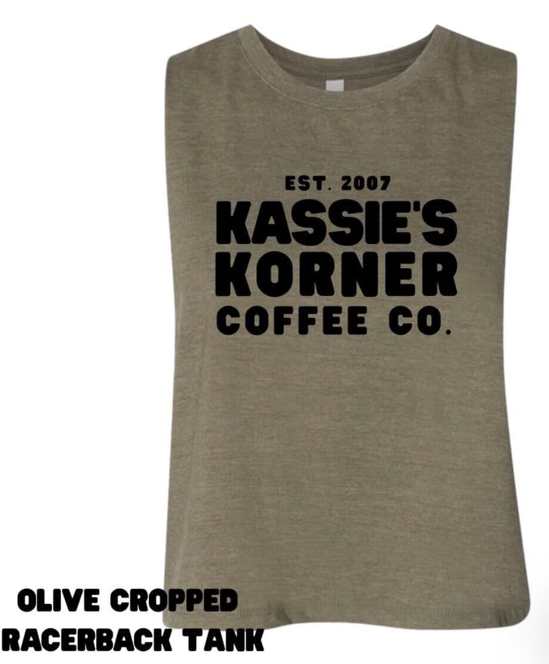 Kassies Korner coffee racerback crop tank (Copy)