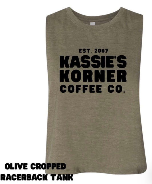 Kassies Korner coffee racerback crop tank (Copy)