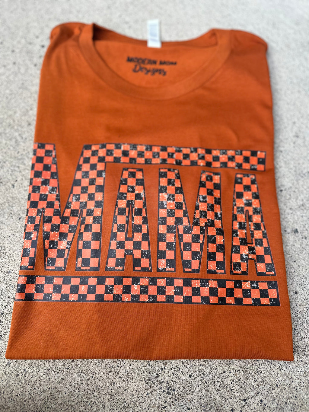 Mama checkered orange & black