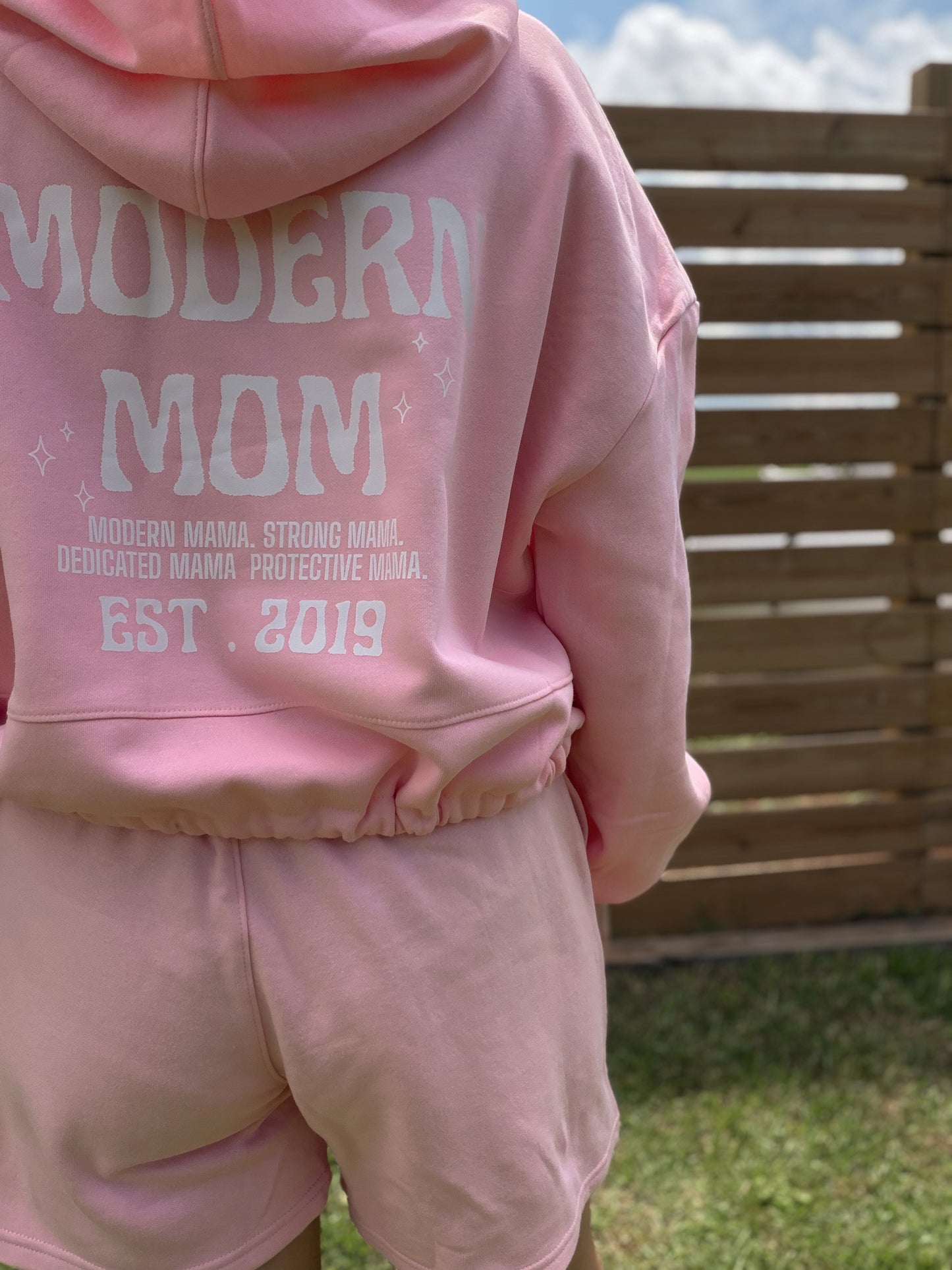 Modern mom pink jogger shorts
