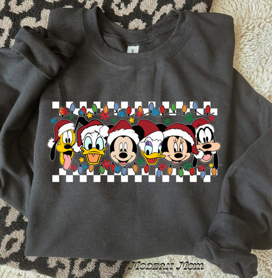 Checkered Santa hats characters  (tee, crewneck or hoodie )