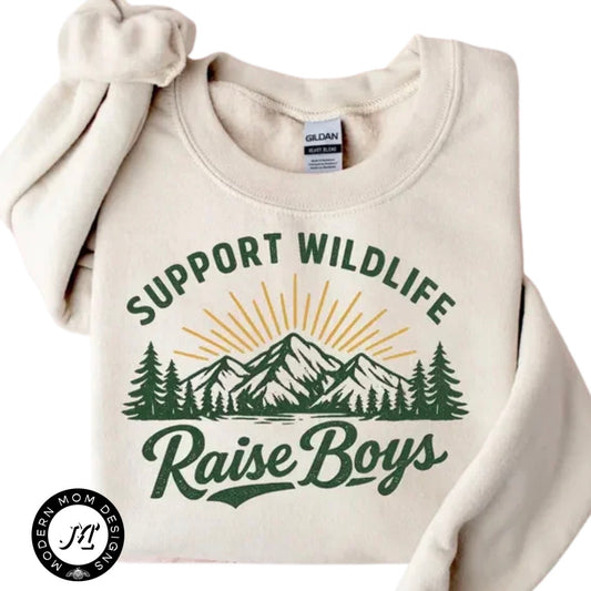 Support wildlife raise boys(tee, crewneck or hoodie)