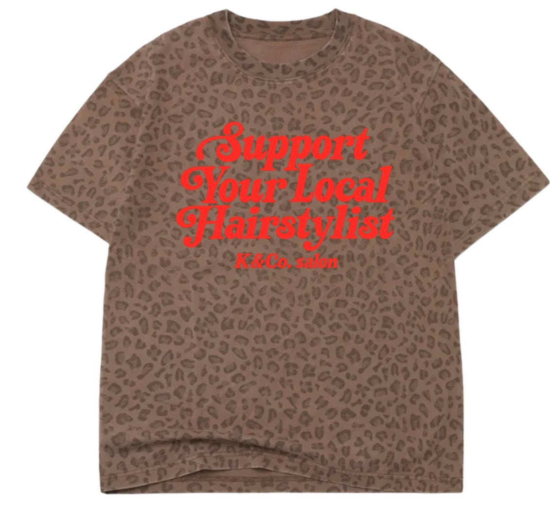 K&Co. salon support your local hairstylist leopard tee
