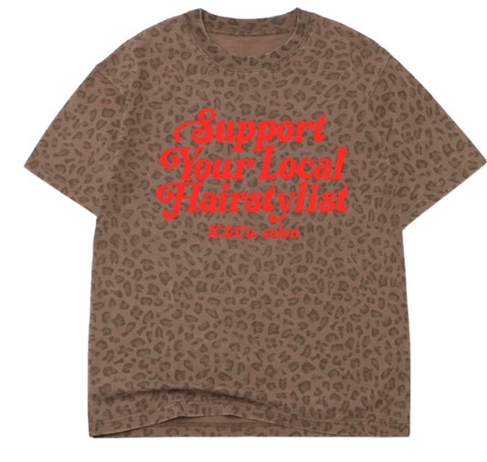 K&Co. salon support your local hairstylist leopard tee