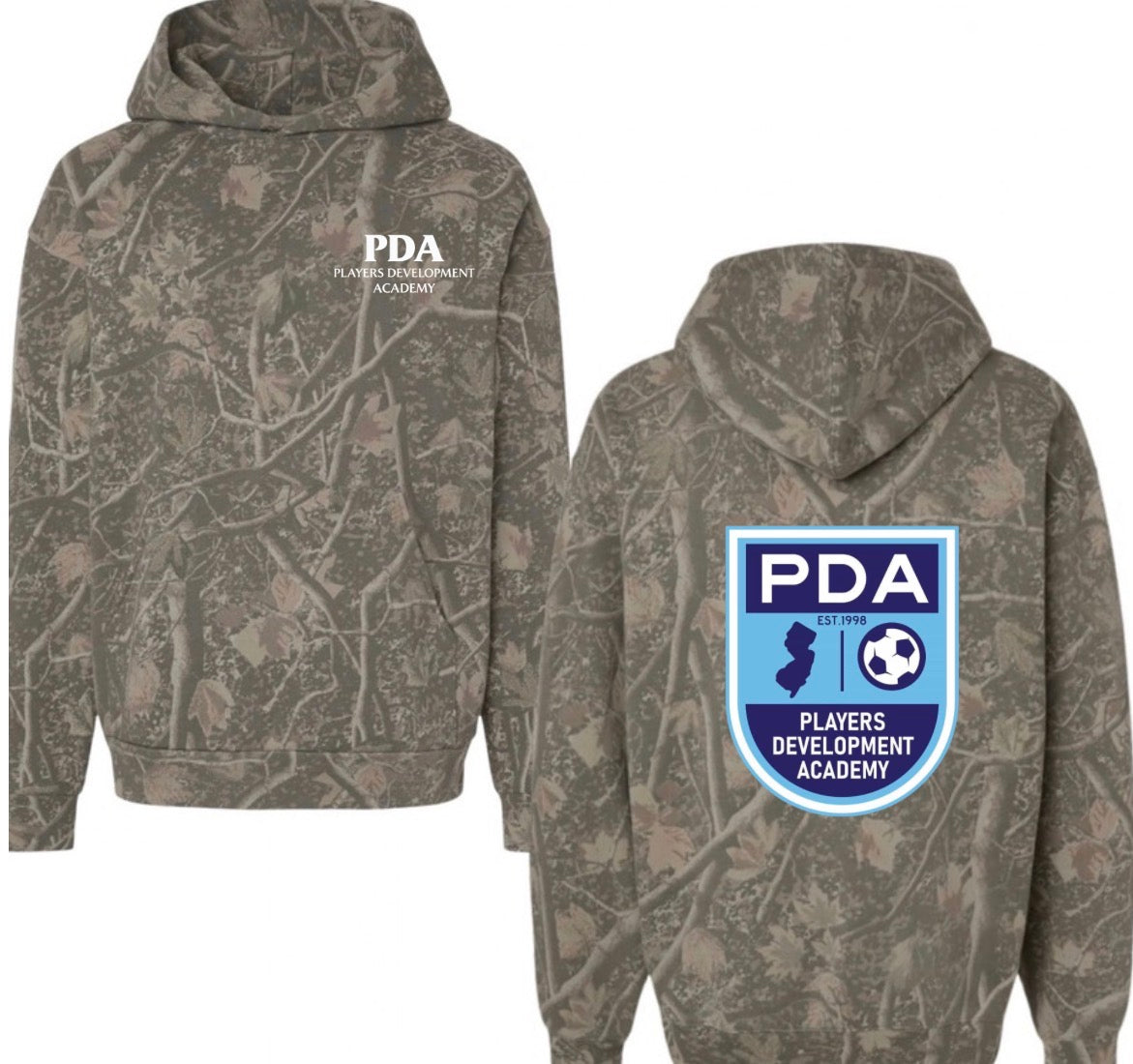 PDA SOCCER deadwood camo hoodie (youth & adult)
