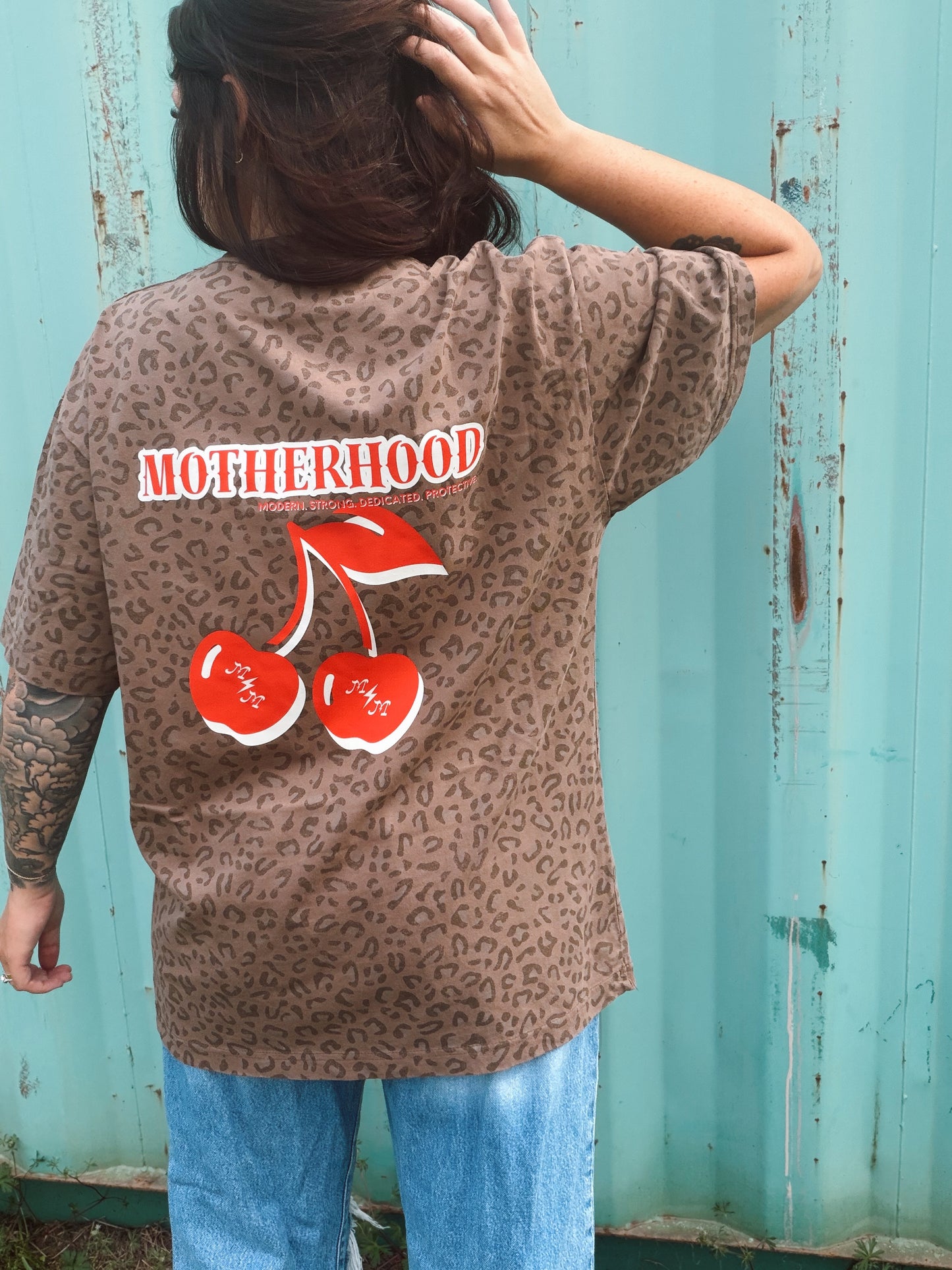 Motherhood cherry leopard tee