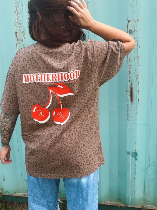 Motherhood cherry leopard tee