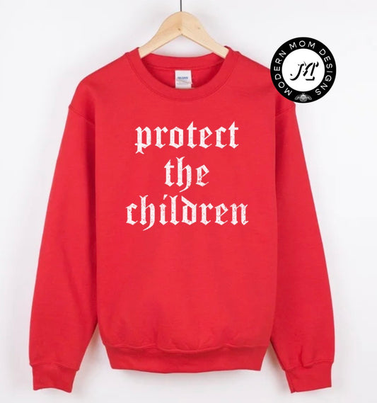 Protect the children (white print) crewneck