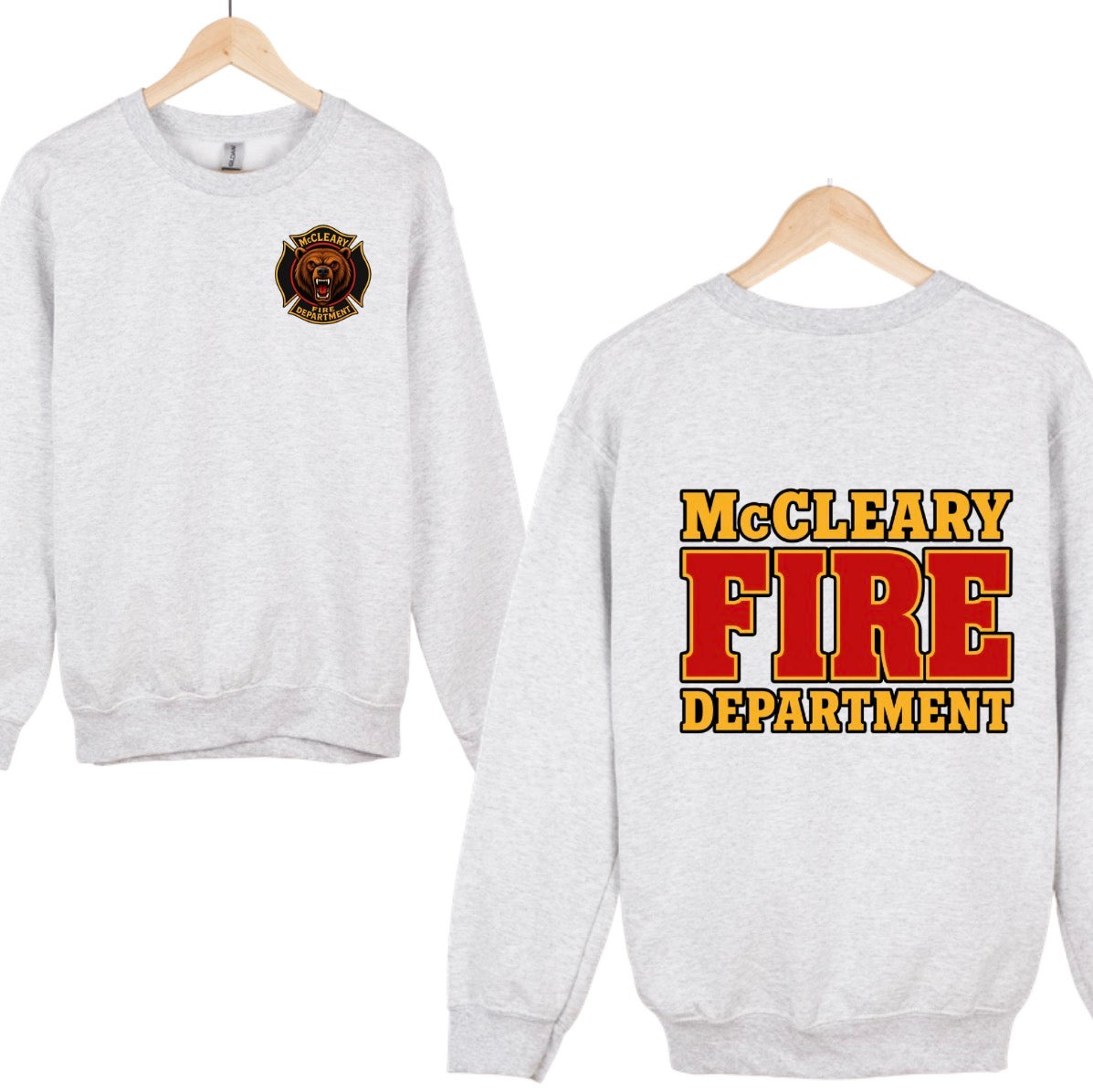 McCleary Fire Dept. crewneck or hoodie GREY