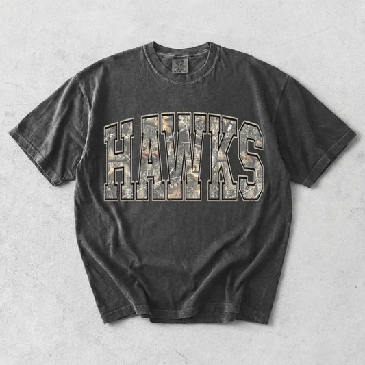 Hawk camo print (tee, crewneck or hoodie)