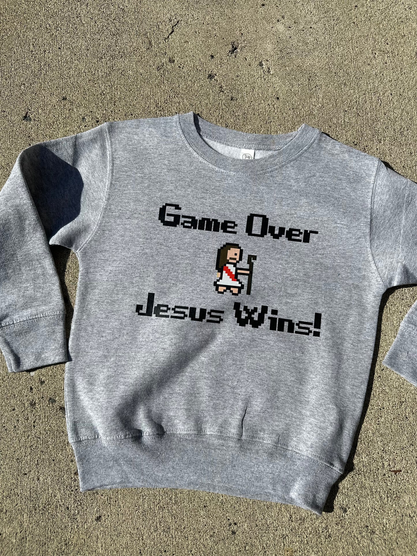 Game over Jesus wins crewneck (2T-youth XL)