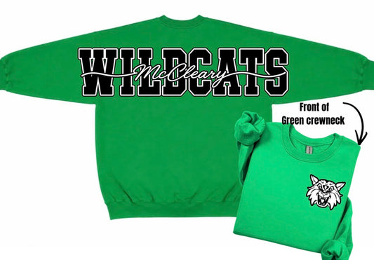 McCleary wildcats crewneck with big back print