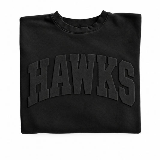 HAWKS monochrome puff crewneck or hoodie