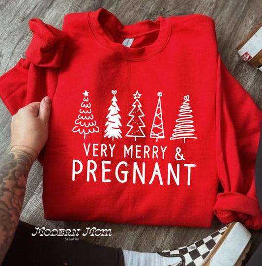 Very merry and pregnant (tee or crewneck)