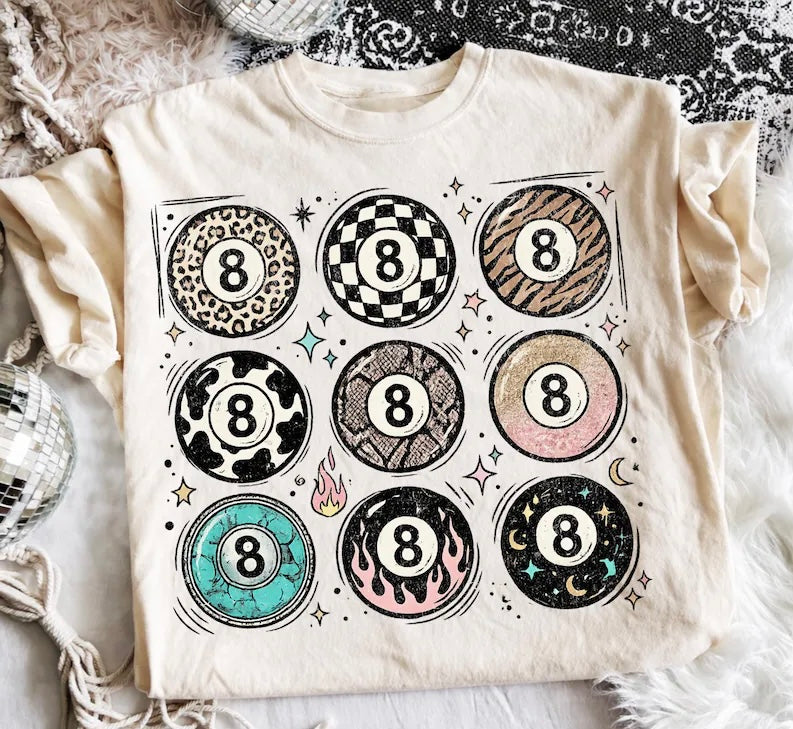 Patterned 8 balls  (tee shirt, crewneck or hoodie)