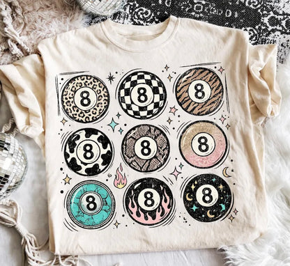 Patterned 8 balls  (tee shirt, crewneck or hoodie)