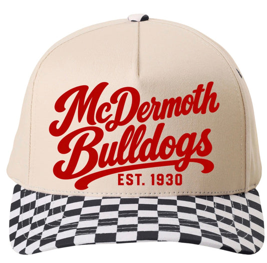 McDermoth Bulldogs  checkered hat (screen print)