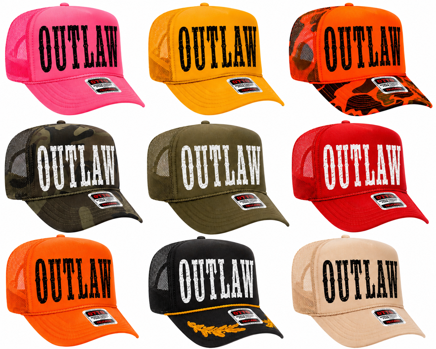 Outlaw trucker hats