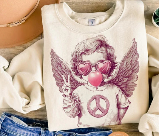 Peace Valentine angel (tee, crewneck or hoodie )