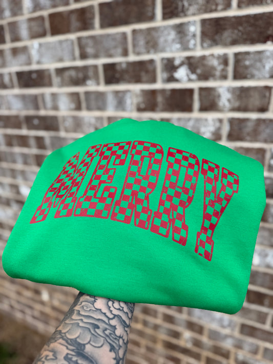 MERRY CHECKS crewneck