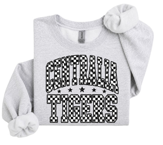 Centrailia Tigers checkered crewneck or hoodie