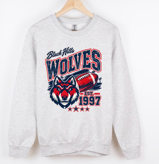 Vintage Black Hills Wolves crewneck or hoodie