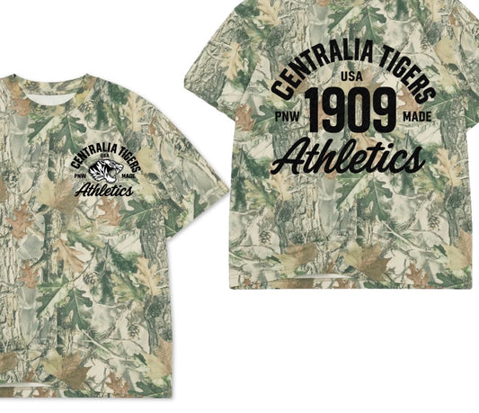Centralia Tigers boxy premium wood camo tee (youth XS-Adult 3XL)