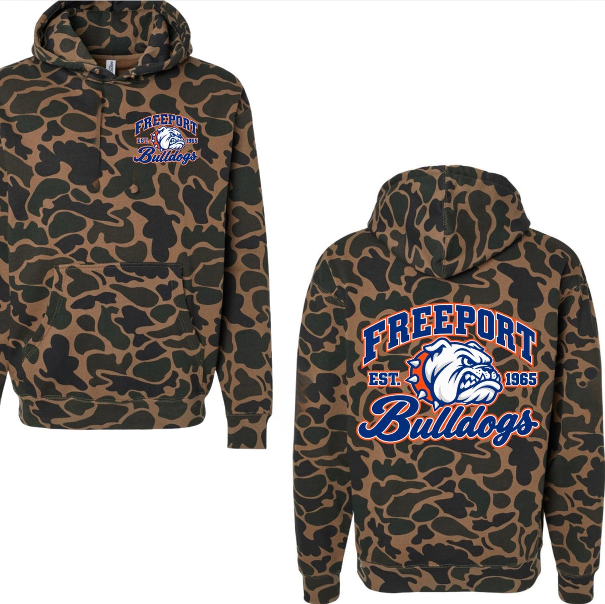 Freeport Bulldogs weight lifting duck camo hoodie (youth & adult)