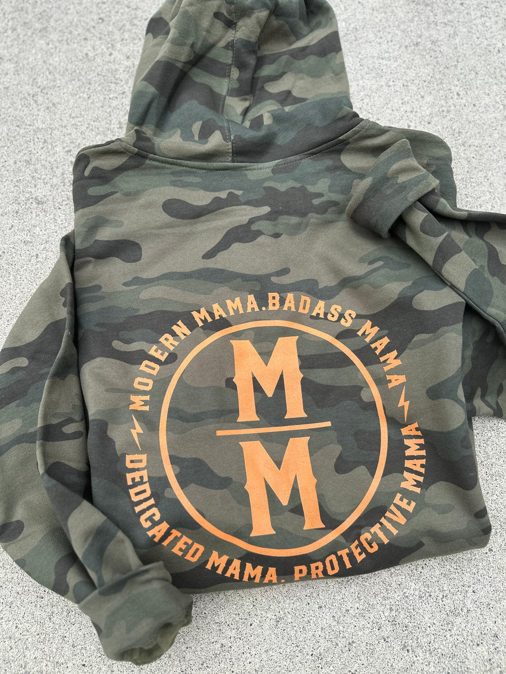 MMD logo camo zip up or hoodie w/neon orange