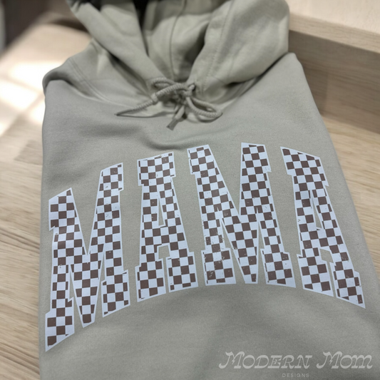 Mama neutral checks hoodie