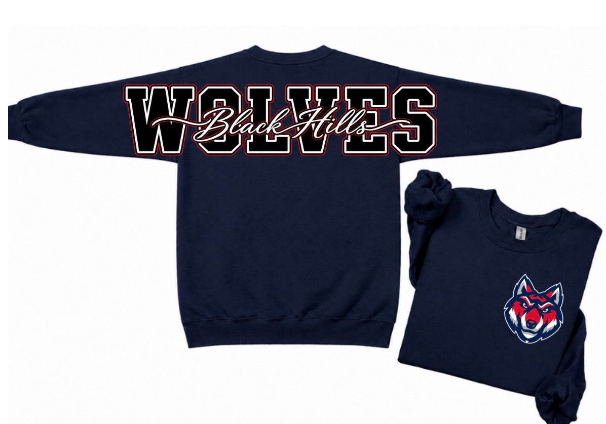 Black hills wolves crewneck with big back print