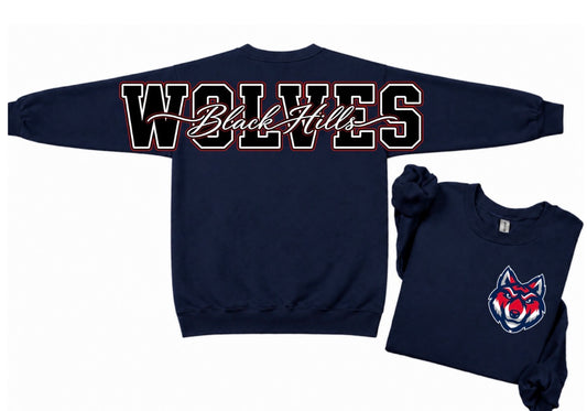 Black hills wolves crewneck with big back print